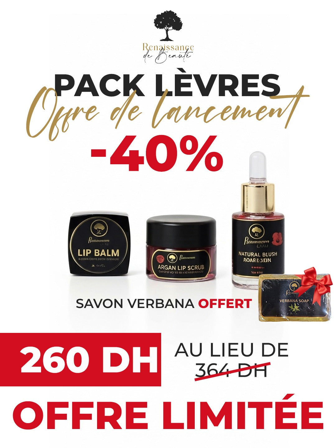 PACK BEAUTÉ – LÈVRES & BLUSH صابونة بزيت الأرغان للعناية بالبشرة